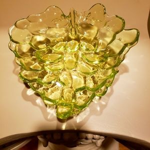 Rare grapes glass dish in a bright green color.